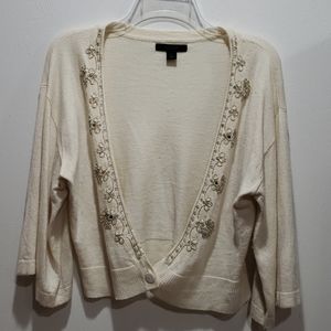 〰️Express〰️ beaded cream dress cardigan/ shrug M